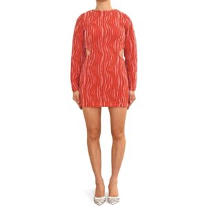Cutout Wool-Blend Mini Dress in Red