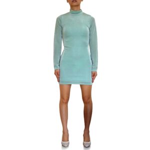 Teal Mock-Neck Mini Dress