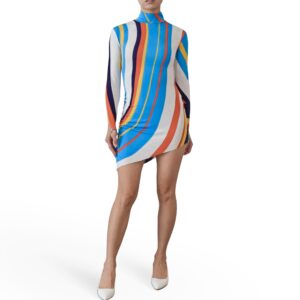 Multicolor Asymmetric Mini Dress