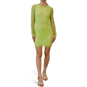 Rhinestone-Embellished Fishnet Mini Dress