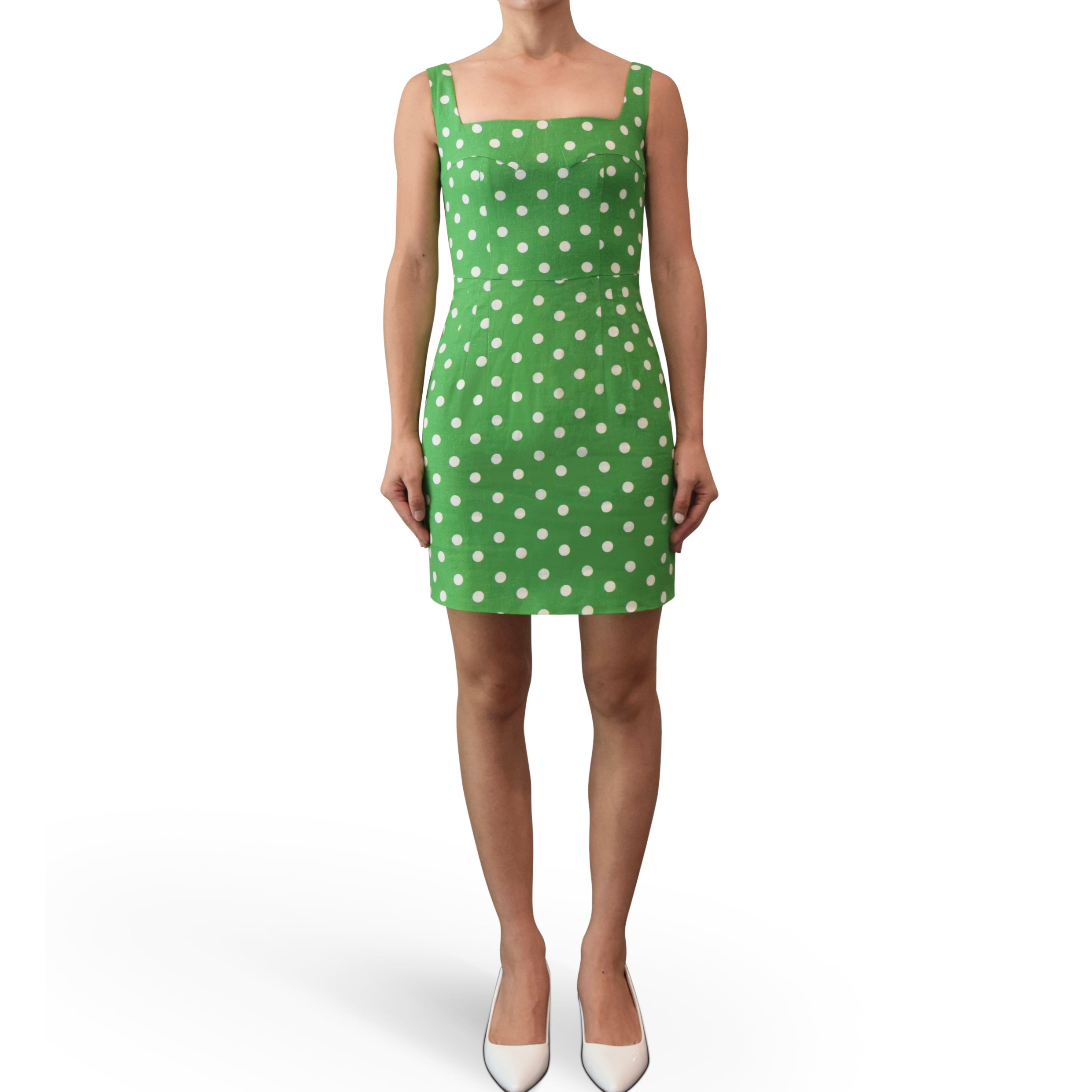 Polka-dot Linen Mini Dress