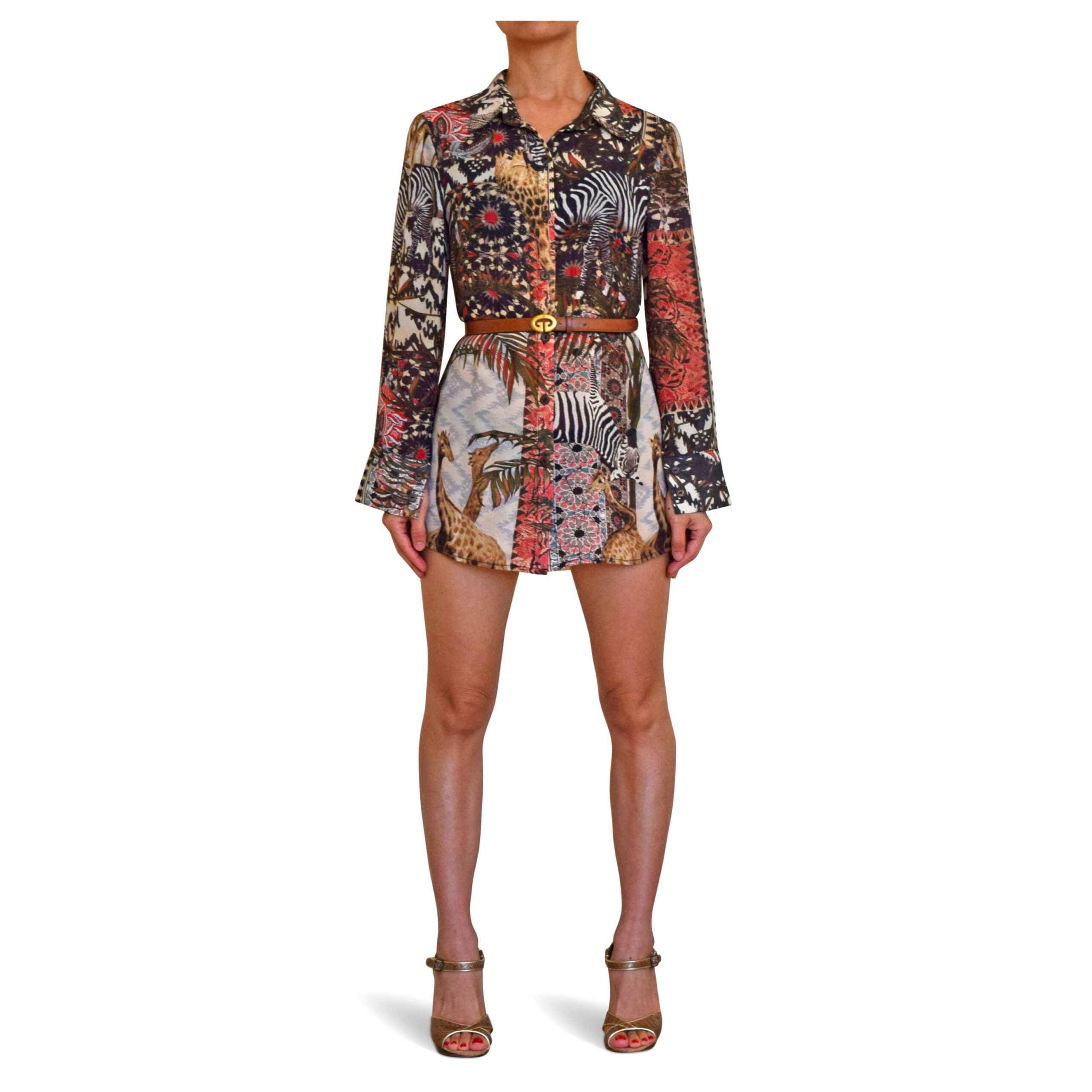 Printed Chiffon Shirt Dress