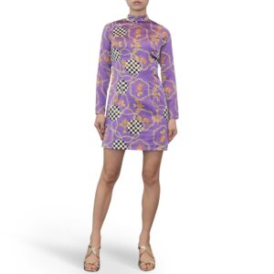 Printed Mock Neck Mini Dress