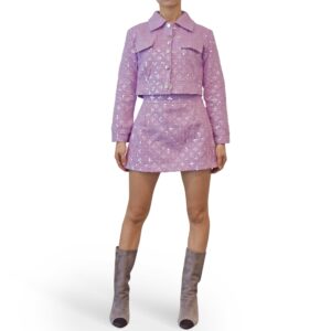 Purple Sequin Jacket and Skirt Set