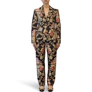 Floral Embroidered Blazer and Pants Set