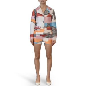 Color Block Jacket and Shorts Set
