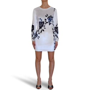 Floral-Print Velvet Mini Dress