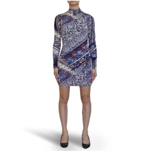 Printed Mock Neck Mini Dress