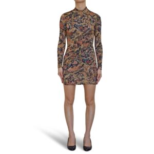 Printed Mock Neck Mini Dress