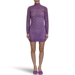 Lace Mock Neck Mini Dress