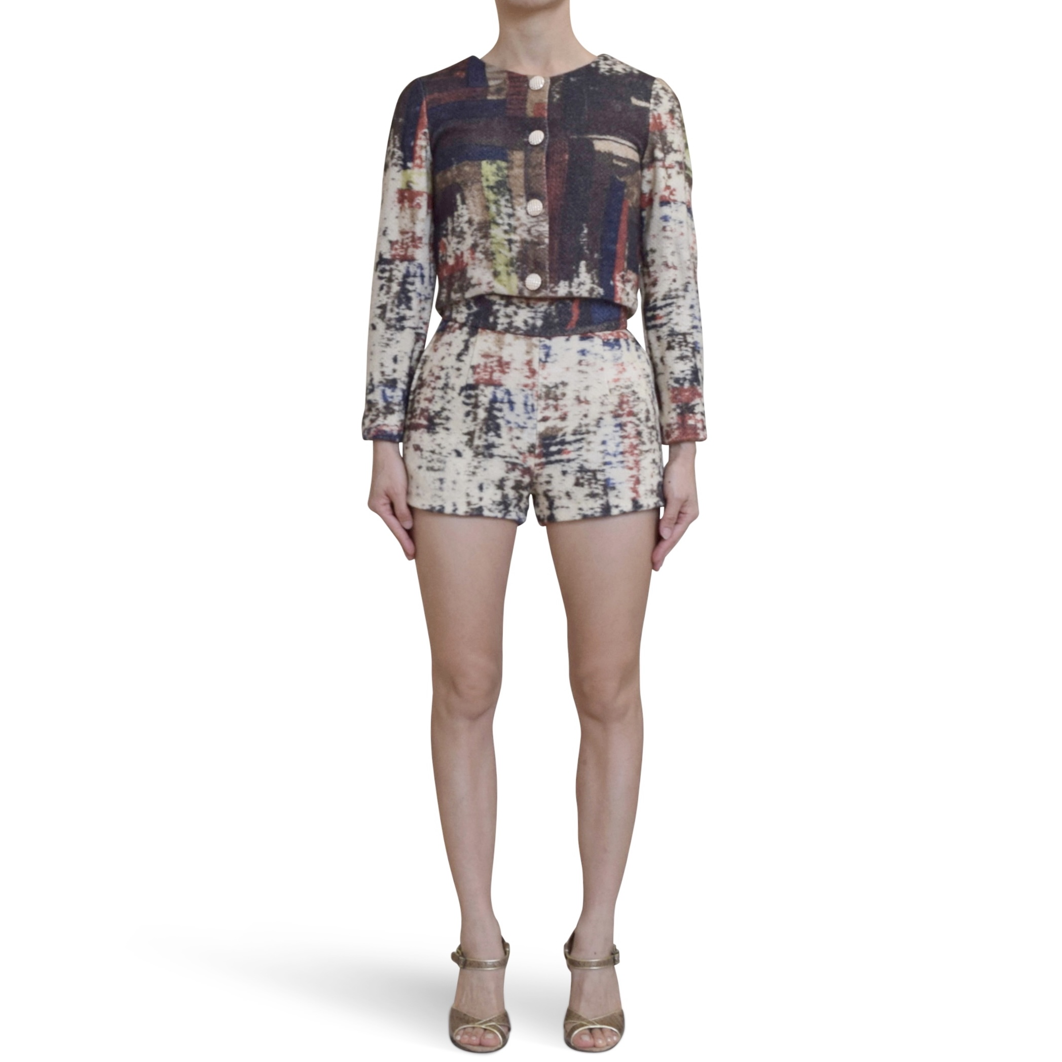 Mixed-Print Wool Jacket and Shorts