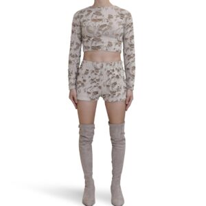 Distressed Crop Top and Shorts Set