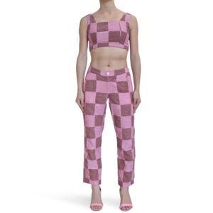 Color Block Crop Top and Pants Set