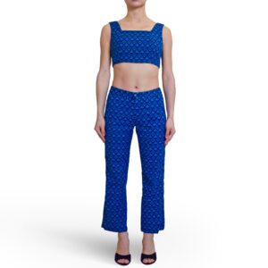 Checked Crop Top and Pants Set