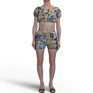 Printed Crop Top and Pants Set