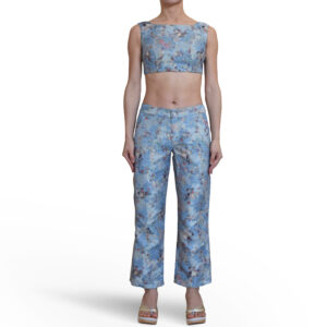 Jacquard Crop Top and Pants Set