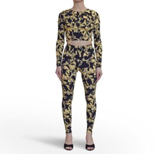 Printed Cropped Top and Leggings Set