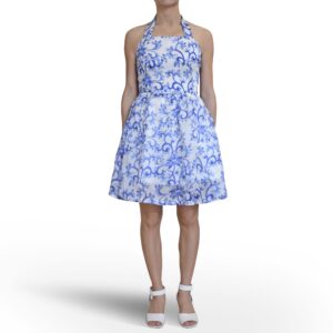 Printed Fit & Flare Mini Organza Dress